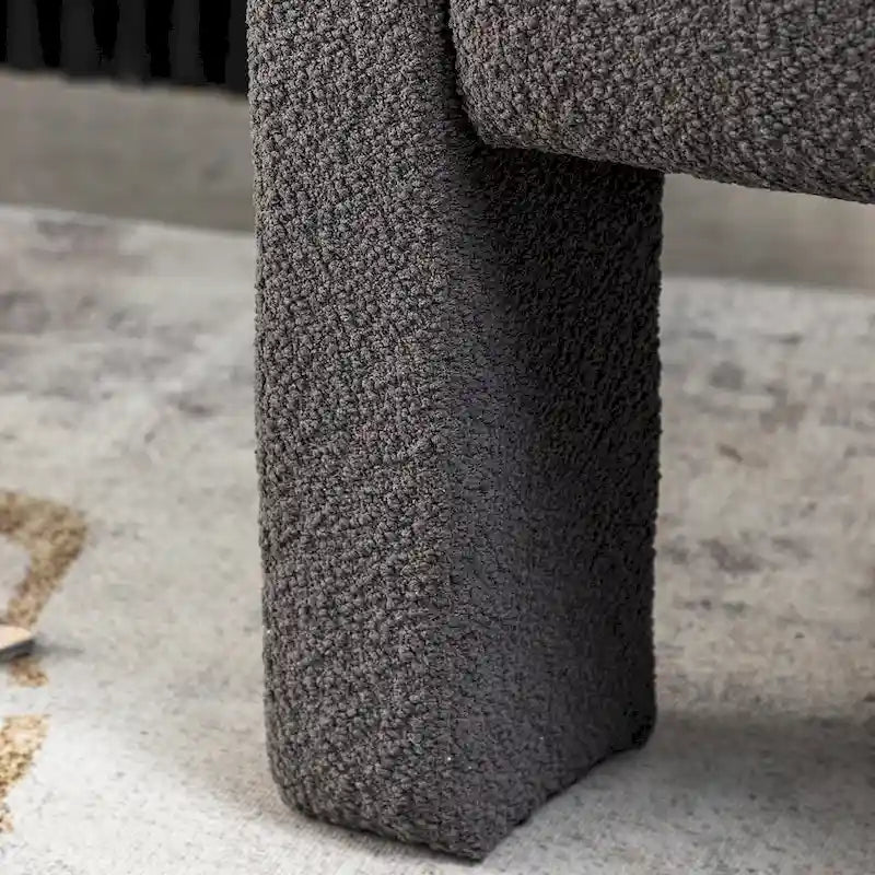 Cream/Black/Grey Boucle Accent Chair, Tripod Base, Set of 2