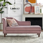 Velvet Storage Chaise Lounge – Lavender Grey / Beige / Light Grey / Midnight Blue, Single