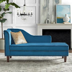 Velvet Storage Chaise Lounge – Lavender Grey / Beige / Light Grey / Midnight Blue, Single