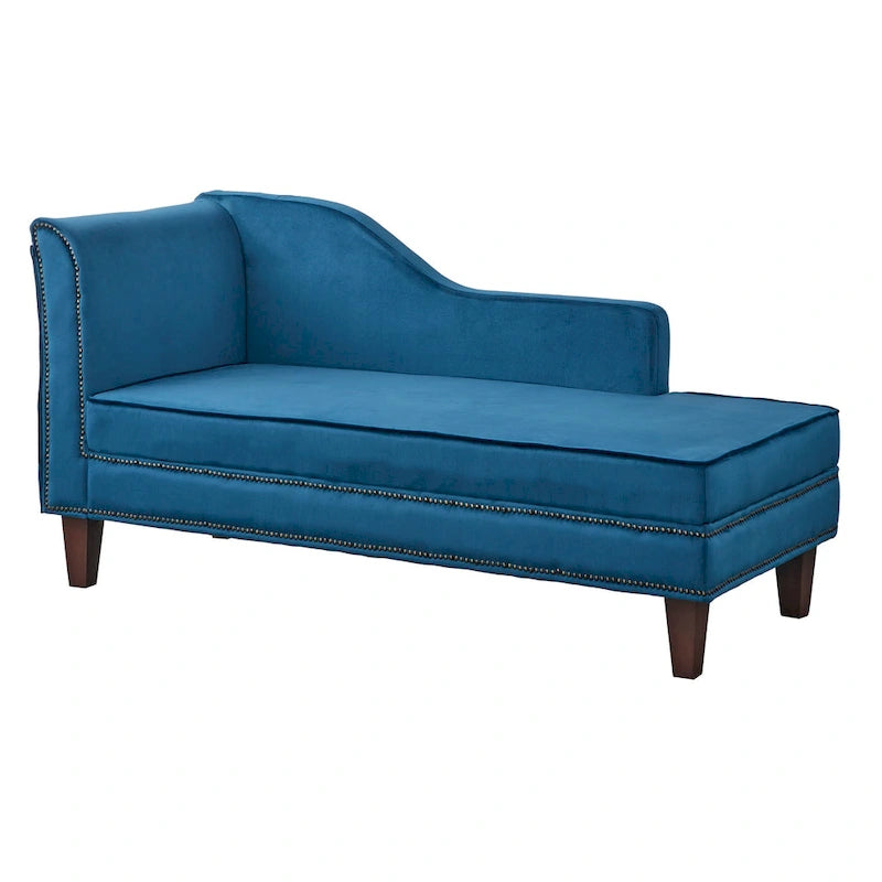 Velvet Storage Chaise Lounge – Lavender Grey / Beige / Light Grey / Midnight Blue, Single