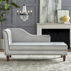Velvet Storage Chaise Lounge – Lavender Grey / Beige / Light Grey / Midnight Blue, Single