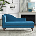 Velvet Storage Chaise Lounge – Lavender Grey / Beige / Light Grey / Midnight Blue, Single