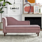 Velvet Storage Chaise Lounge – Lavender Grey / Beige / Light Grey / Midnight Blue, Single