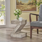 Black / Light Gray Z-Shape Outdoor Lightweight Concrete Side Table