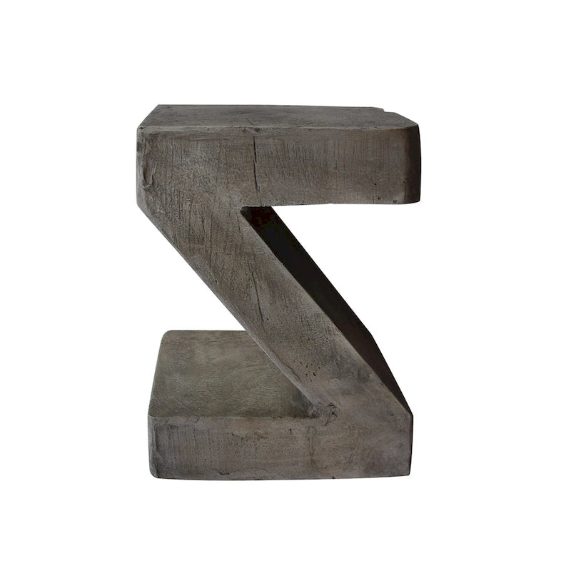 Black / Light Gray Z-Shape Outdoor Lightweight Concrete Side Table
