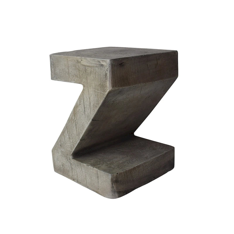 Black / Light Gray Z-Shape Outdoor Lightweight Concrete Side Table