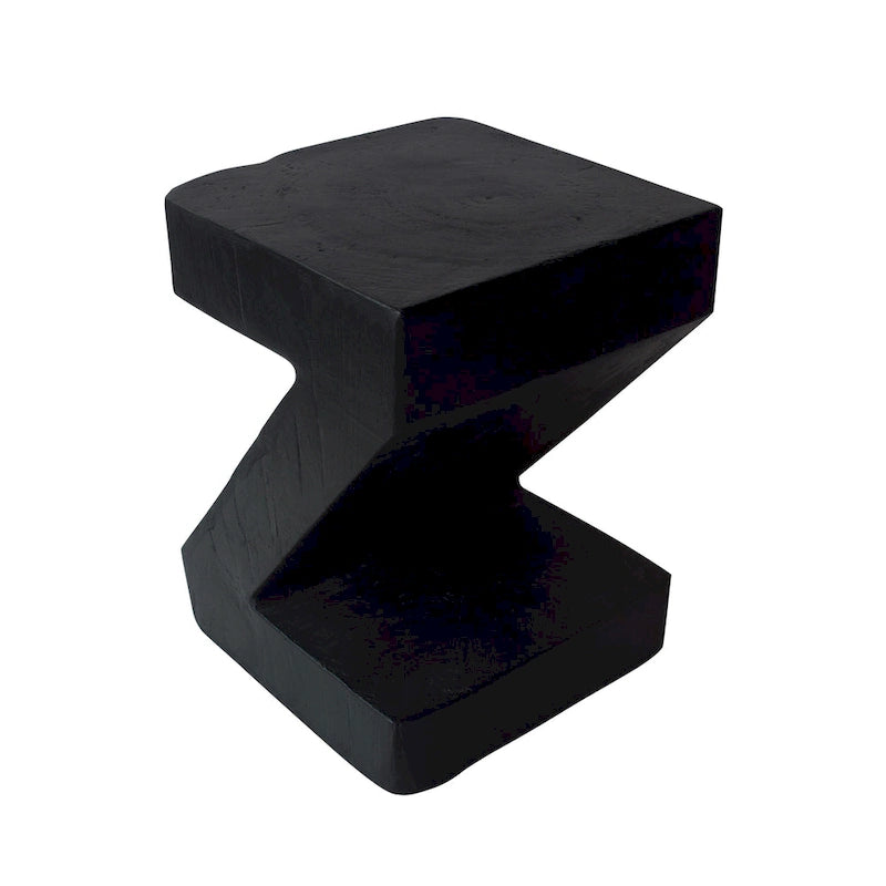 Black / Light Gray Z-Shape Outdoor Lightweight Concrete Side Table