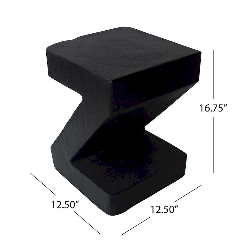Black / Light Gray Z-Shape Outdoor Lightweight Concrete Side Table