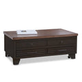Two-Tone Lift-Top Coffee Table with Storage Drawers & Casters, Rustic Brown / Rustic Ivory