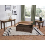 Two-Tone Lift-Top Coffee Table with Storage Drawers & Casters, Rustic Brown / Rustic Ivory