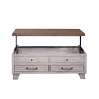Two-Tone Lift-Top Coffee Table with Storage Drawers & Casters, Rustic Brown / Rustic Ivory