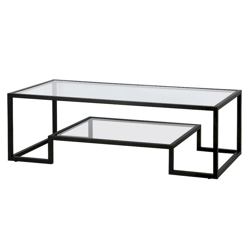 Brass / Blackened Bronze / White / Satin Nickel Metal & Glass Coffee Table, 1-Person, 2 Sizes