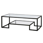 Brass / Blackened Bronze / White / Satin Nickel Metal & Glass Coffee Table, 1-Person, 2 Sizes