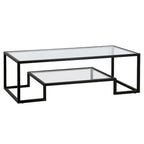 Brass / Blackened Bronze / White / Satin Nickel Metal & Glass Coffee Table, 1-Person, 2 Sizes