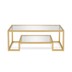 Brass / Blackened Bronze / White / Satin Nickel Metal & Glass Coffee Table, 1-Person, 2 Sizes