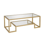Brass / Blackened Bronze / White / Satin Nickel Metal & Glass Coffee Table, 1-Person, 2 Sizes