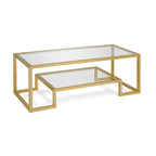 Brass / Blackened Bronze / White / Satin Nickel Metal & Glass Coffee Table, 1-Person, 2 Sizes