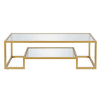 Brass / Blackened Bronze / White / Satin Nickel Metal & Glass Coffee Table, 1-Person, 2 Sizes