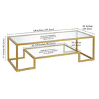 Brass / Blackened Bronze / White / Satin Nickel Metal & Glass Coffee Table, 1-Person, 2 Sizes