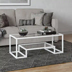 Brass / Blackened Bronze / White / Satin Nickel Metal & Glass Coffee Table, 1-Person, 2 Sizes