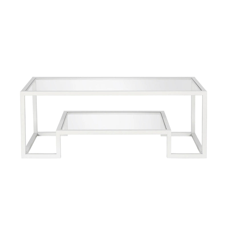 Brass / Blackened Bronze / White / Satin Nickel Metal & Glass Coffee Table, 1-Person, 2 Sizes