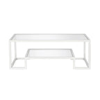 Brass / Blackened Bronze / White / Satin Nickel Metal & Glass Coffee Table, 1-Person, 2 Sizes