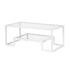 Brass / Blackened Bronze / White / Satin Nickel Metal & Glass Coffee Table, 1-Person, 2 Sizes