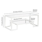 Brass / Blackened Bronze / White / Satin Nickel Metal & Glass Coffee Table, 1-Person, 2 Sizes