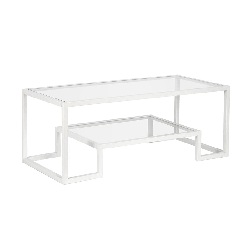 Brass / Blackened Bronze / White / Satin Nickel Metal & Glass Coffee Table, 1-Person, 2 Sizes