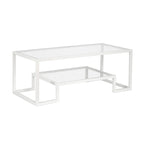Brass / Blackened Bronze / White / Satin Nickel Metal & Glass Coffee Table, 1-Person, 2 Sizes