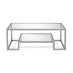 Brass / Blackened Bronze / White / Satin Nickel Metal & Glass Coffee Table, 1-Person, 2 Sizes