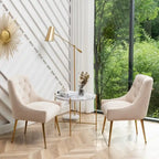 Velvet Dining Chair Set of 2, Tufted Back with Gold Ring Pull, Armless
