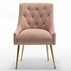 Velvet Dining Chair Set of 2, Tufted Back with Gold Ring Pull, Armless