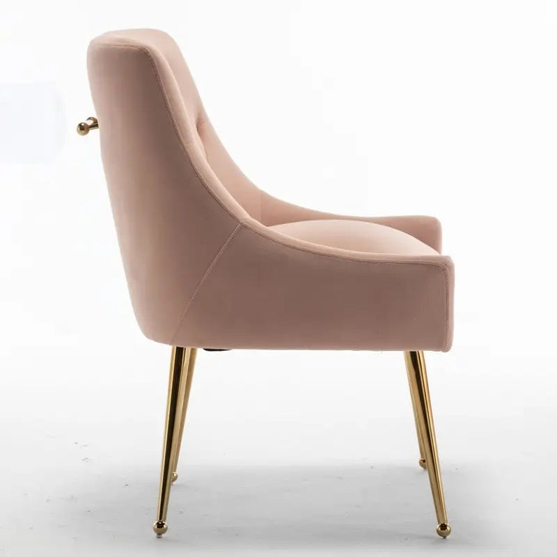 Velvet Dining Chair Set of 2, Tufted Back with Gold Ring Pull, Armless