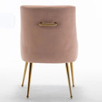 Velvet Dining Chair Set of 2, Tufted Back with Gold Ring Pull, Armless
