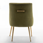 Velvet Dining Chair Set of 2, Tufted Back with Gold Ring Pull, Armless