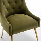 Velvet Dining Chair Set of 2, Tufted Back with Gold Ring Pull, Armless