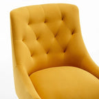 Velvet Dining Chair Set of 2, Tufted Back with Gold Ring Pull, Armless