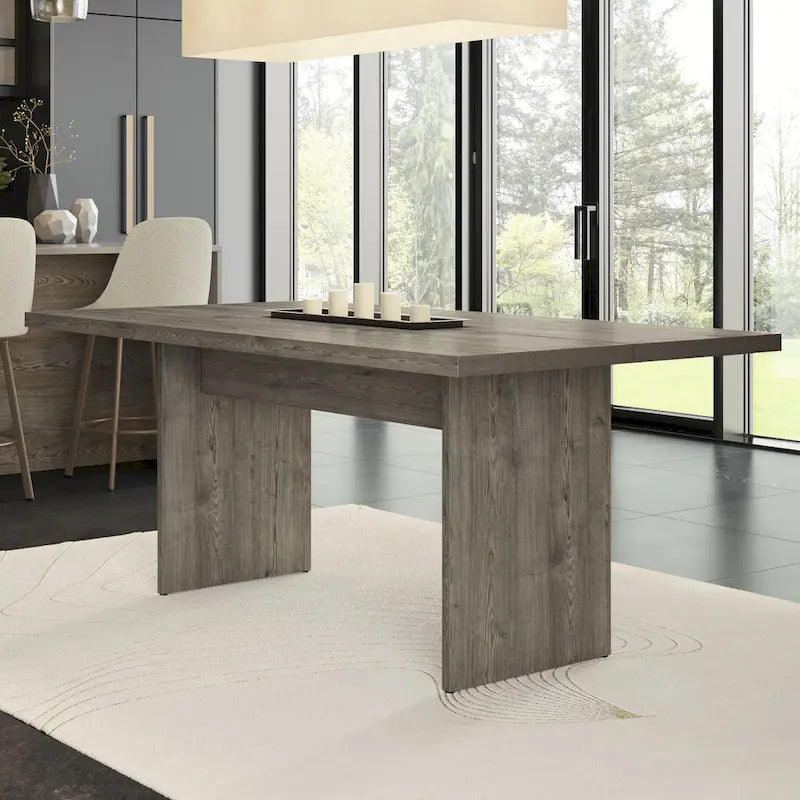 Greyish-Brown & Light Grey 7-Piece Dining Set for 6, Modern Style