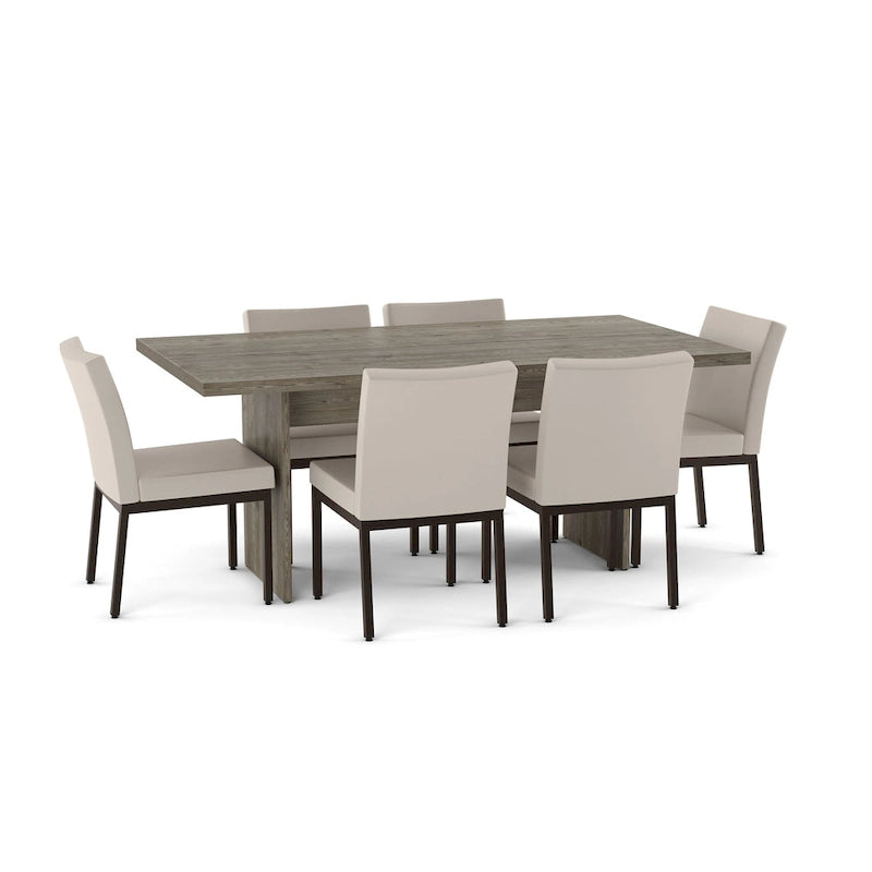 Greyish-Brown & Light Grey 7-Piece Dining Set for 6, Modern Style
