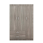 White / Grey 3-Door Wardrobe with 2 Drawers, for 1 Person