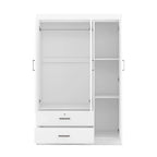 White / Grey 3-Door Wardrobe with 2 Drawers, for 1 Person