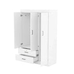 White / Grey 3-Door Wardrobe with 2 Drawers, for 1 Person