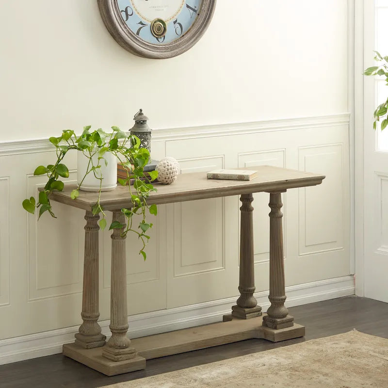 Light Brown Rustic Style Console Table for 1 - MDF Top, 18Wx52Lx30H