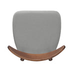 Mid-Century Modern Dining Chair, Oak/Walnut Frame, Grey/Beige Fabric, Set of 2