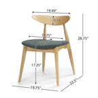 Mid-Century Modern Dining Chair, Oak/Walnut Frame, Grey/Beige Fabric, Set of 2