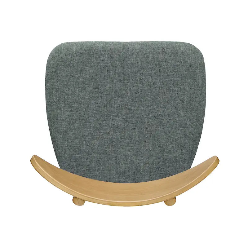 Mid-Century Modern Dining Chair, Oak/Walnut Frame, Grey/Beige Fabric, Set of 2