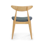 Mid-Century Modern Dining Chair, Oak/Walnut Frame, Grey/Beige Fabric, Set of 2