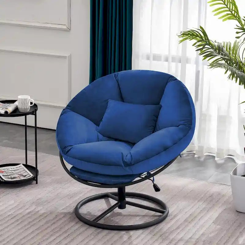 Fauteuil Papasan pivotant en velours avec réglage de la hauteur, pour 1 personne – Gris / Violet / Vert / Jaune / Bleu / Marron foncé