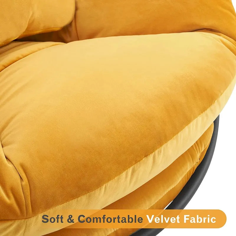 Velvet Swivel Papasan Chair with Height Adjustment, for 1 Person – Grey / Purple / Green / Yellow / Blue / Dark Brown